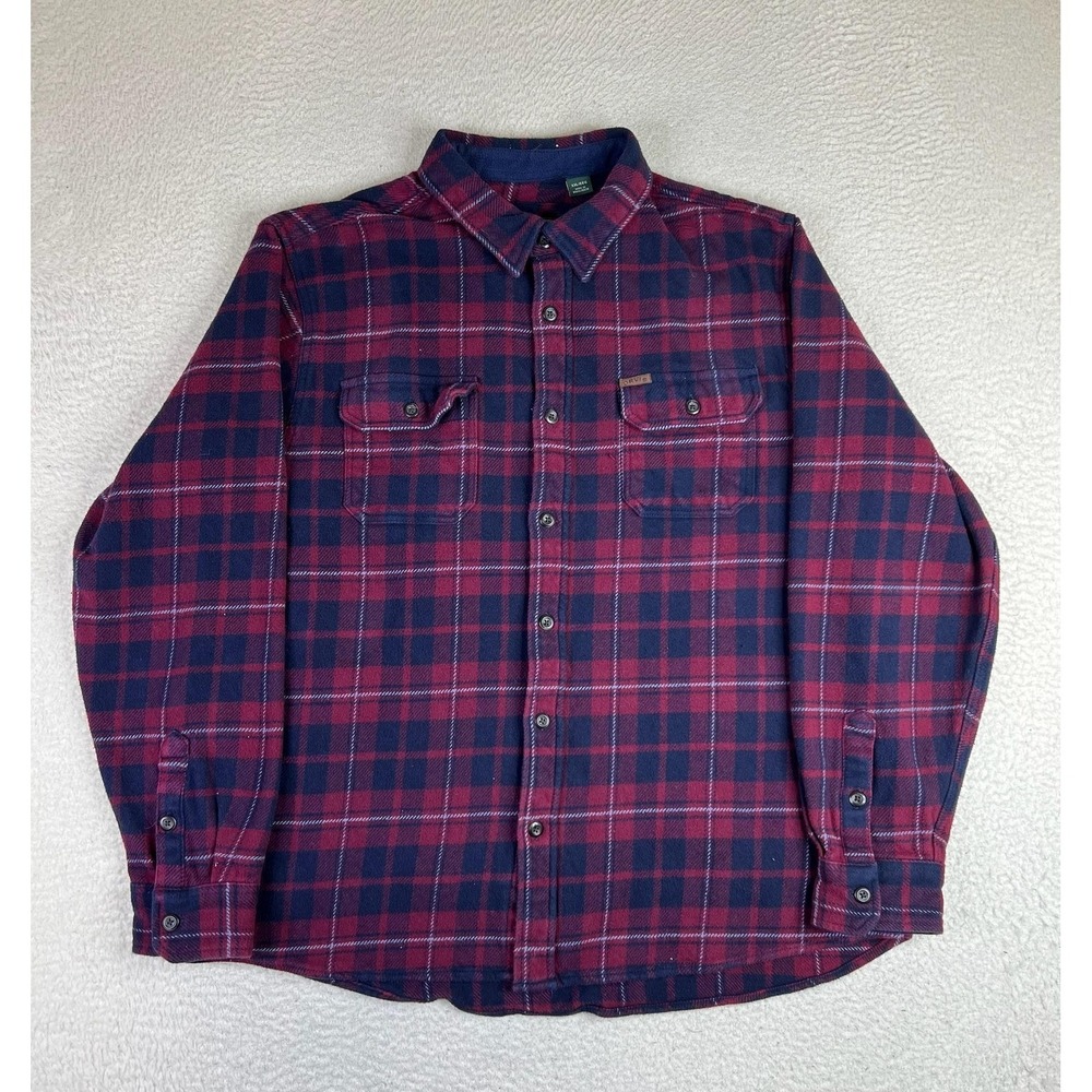 Orvis Flannel Shirt Mens 2XL Red Plaid Button Up Long Sleeve Cotton Casual